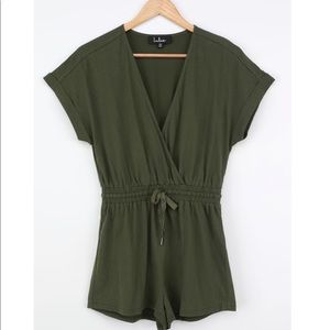 Play Date Olive Green Short Sleeve Romper- S